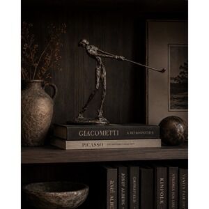 Modern Bronze Giacometti Inspired Brutalist Golfer Statue 8" Sculpture